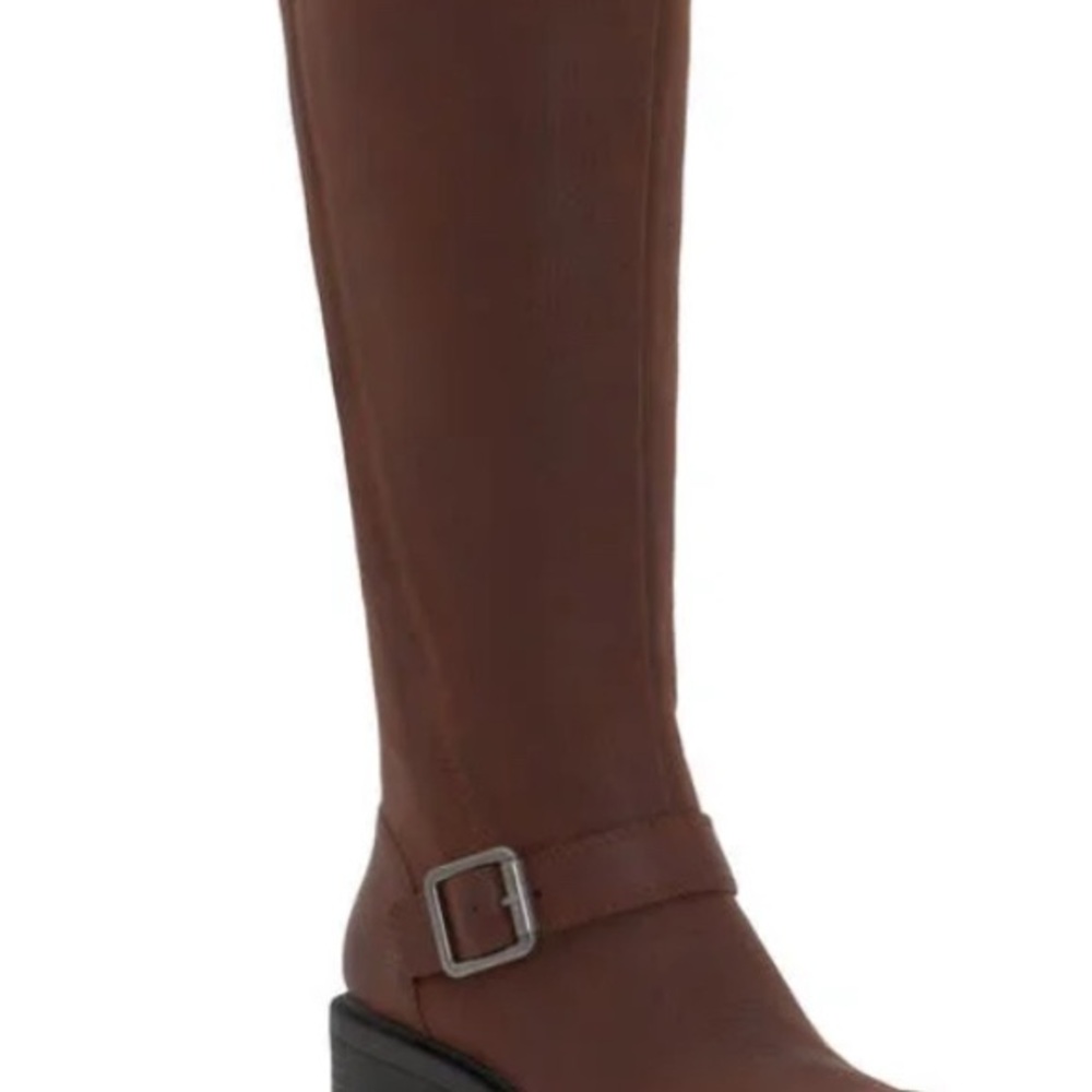 Lucky Brand Scoty Brown Leather Heeled Knee High Riding Boots Womens Sz 6M NEW